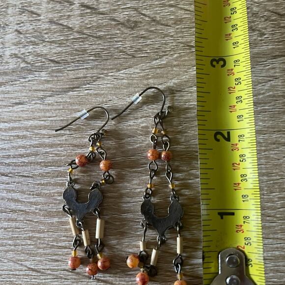 Chandelier Dark Silver Tone Earrings Natural Western Boho Vibe - Picture 2 of 3